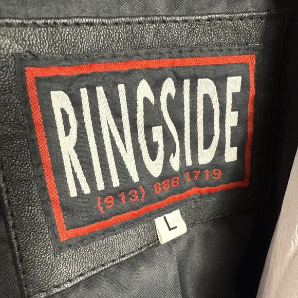 Vintage USA Boxing Leather Bomber Jacket Men's Size L Red White Blue Ringside KS - Picture 7 of 14